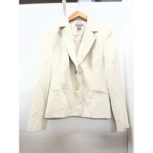 Ann Taylor Women Cream Two‎ Button Structured Blazer Jacket Size 8 Professional